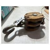 Vintage Wood and Metal Pulley