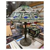 Stained Glass Lamp with Ornate Base