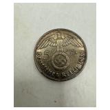 1936 German 5 Reichsmark Coin