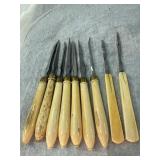 Nine Wood Handle Carving Tools