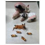 Porcelain Miniature Dogs and Pigs