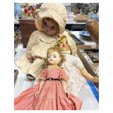 Three Vintage Dolls in Dresses