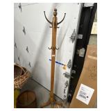 Wooden Coat Rack with Metal Hooks