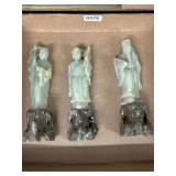 3 Carved Jade Figures on Stands