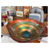 20-Inch Multicolored Art Glass Bowl