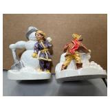 2 Pc Artist Signed Winter Figures