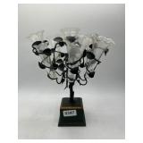 Glass and Metal Epergne with Floral Design