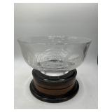 Commemorative Glass Bowl with Wooden Base