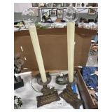Bronze Figural Candleholder Lamps