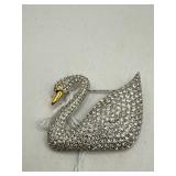 Swarovski Swan Brooch with Pave Crystals