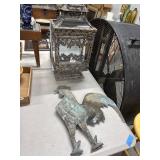 Copper Rooster Weather Vane and Metal Lantern