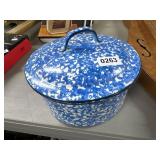 Stangl Blue Spongeware Lidded Casserole