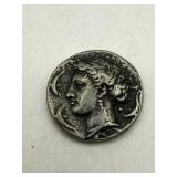 Silver Ancient-Style Coin with Figure Head