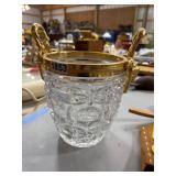 Crystal Ice Bucket With Gold Trim Decor