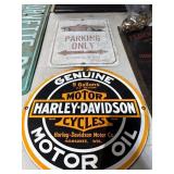Harley-Davidson Metal Oil Sign and Parking Sign