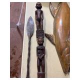 Carved Wooden Spear With Figurines