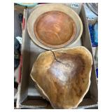 Four Wooden Handcrafted Bowls