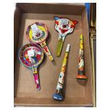 5 Vintage US Metal Toy Noise Makers
