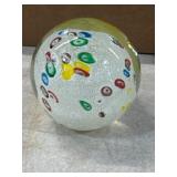 Art Glass Paperweight With Millefiori Design