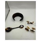 Tortoise Shell Bracelet, Cufflinks, and Spoon