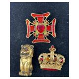 Three Gold-Tone Brooches
