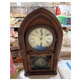 Wooden Mantel Clock with Painted Glass