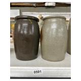 2 Ceramic Crocks, 8 Inches Tall