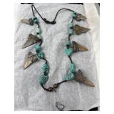 Shark Tooth Necklace With Turquoise