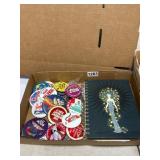 Vintage buttons Pins with Spiral Notebook