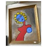 Framed Painting Signed ï¿½L.S.ï¿½ with Gold Frame