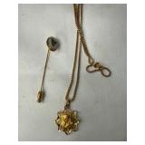 Gold-Filled Pendant and Stick Pin Set