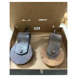 Two Vintage Wood and Metal Pulleys