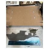 2-Piece Lot: Ship Art and Sculpture