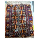 Hand-Knotted Wool Rug with Geometric Design