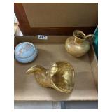 Stangl 22K Gold Ceramic Pieces With Lidded Dish