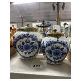 Delft Hand-Painted Jars