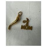 14K Gold Mom Pendant and Charm Set