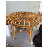 Round Rattan Stool with Openwork Design
