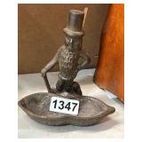 Cast Metal Figurine With Dish