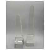 Two Glass Obelisk Sculptures