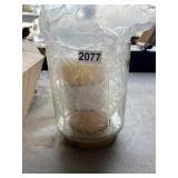 Glass Candle Holder with Wooden Base