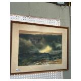 Framed Landscape Watercolor by D. Beeson