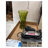 CB Radio and Green Glass Vase Set