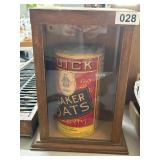 Quaker Oats Can in Wood Display Case
