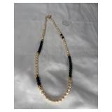 Black and White Pearl Necklace, 36 Inch