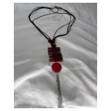 Lucite and Leather Mod Necklace, 48-Inch