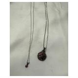 Silver Chains with Red Gemstone Pendants