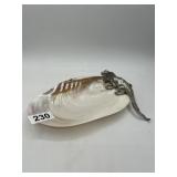 Decorative Shell Dish With Metal Lizard