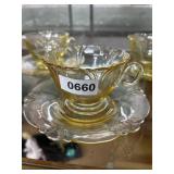 Heisey depression yellow 11 Cups and 12 Saucers