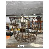 Rusty Metal Wire Basket with Circular Base